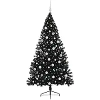 vidaXL Sapin de Noël artificiel pré-éclairé noir 180 cm PVC