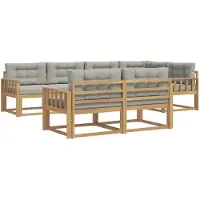 vidaXL Ensemble de salon de jardin , 6 pièces, blanc et gris clair, en polyester