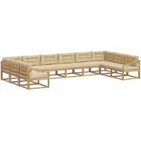 vidaXL Ensemble de salon de jardin 10 pièces, blanc et beige