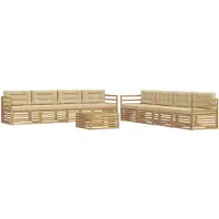 vidaXL Ensemble de salon de jardin , 9 pièces, blanc et beige, en polyester