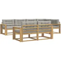 vidaXL Ensemble de salon de jardin , 6 pièces, blanc et gris clair, en polyester