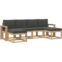 vidaXL Ensemble de salon de jardin 6 pièces, blanc et anthracite, en polyester