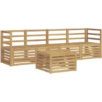 vidaXL Ensemble de salon de jardin 5 pièces, blanc, en bois d'acacia massif