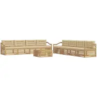 vidaXL Ensemble de salon de jardin , 9 pièces, blanc et beige, en polyester