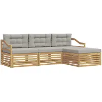 vidaXL Ensemble de salon de jardin, 4 pièces, blanc et gris clair, en polyester