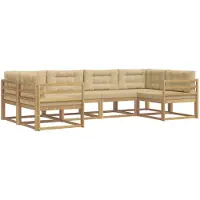 vidaXL Ensemble de salon de jardin 6 pièces, blanc et beige