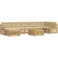 vidaXL Ensemble de salon de jardin 8 pièces, blanc et beige