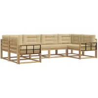 vidaXL Ensemble de salon de jardin 6 pièces, blanc et beige