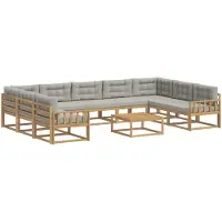vidaXL Ensemble de salon de jardin, 10 pièces, blanc et gris clair