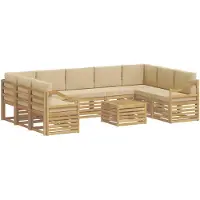 vidaXL Ensemble de meubles de jardin , 10 pièces, blanc et beige, en polyester