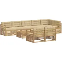 vidaXL Ensemble de salon de jardin 9 pièces, blanc et beige