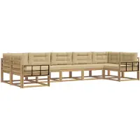 vidaXL Ensemble de salon de jardin 7 pièces, blanc et beige