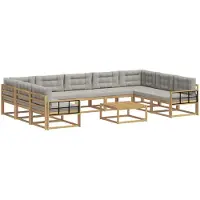 vidaXL Ensemble de salon de jardin, 10 pièces, blanc et gris clair