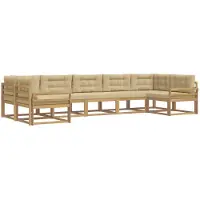 vidaXL Ensemble de salon de jardin 7 pièces, blanc et beige