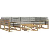 vidaXL Ensemble de salon de jardin 5 pièces, blanc et gris clair