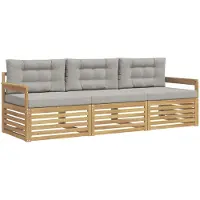 vidaXL - Ensemble de canapés d'extérieur, 3 pièces, blanc et gris clair, en polyester