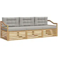 vidaXL - Ensemble de canapés d'extérieur, 3 pièces, blanc et gris clair, en polyester