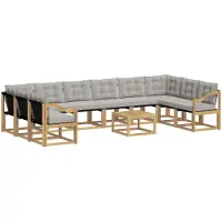 vidaXL Ensemble de salon de jardin 11 pièces, blanc et gris clair