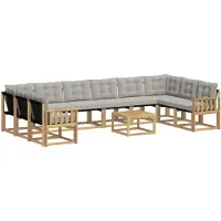vidaXL Ensemble de salon de jardin 11 pièces, blanc et gris clair