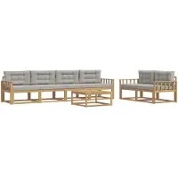 vidaXL Ensemble de salon de jardin 6 pièces, blanc et gris clair