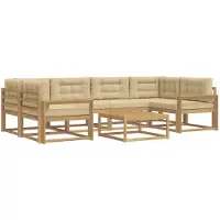 vidaXL Ensemble de salon de jardin 5 pièces, blanc et beige