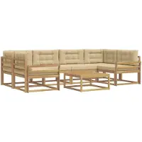 vidaXL Ensemble de salon de jardin 5 pièces, blanc et beige