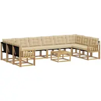 vidaXL Ensemble de salon de jardin 11 pièces, blanc et beige
