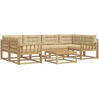 vidaXL Ensemble de salon de jardin 5 pièces, blanc et beige