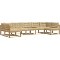 vidaXL Ensemble de salon de jardin 7 pièces, blanc et beige