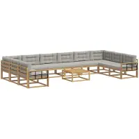 vidaXL Ensemble de salon de jardin 11 pièces, blanc et gris clair