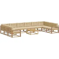 vidaXL Ensemble de salon de jardin 11 pièces, blanc et beige