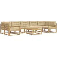 vidaXL Ensemble de salon de jardin 6 pièces, blanc et beige