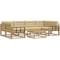 vidaXL Ensemble de salon de jardin 5 pièces, blanc et beige