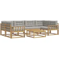 vidaXL Ensemble de salon de jardin 5 pièces, blanc et gris clair
