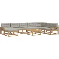 vidaXL Ensemble de salon de jardin 9 pièces, blanc et gris clair