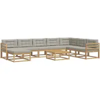 vidaXL Ensemble de salon de jardin 9 pièces, blanc et gris clair