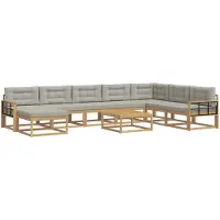 vidaXL Ensemble de salon de jardin 9 pièces, blanc et gris clair