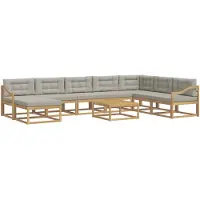 vidaXL Ensemble de salon de jardin 9 pièces, blanc et gris clair