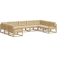 vidaXL Ensemble de salon de jardin 9 pièces, blanc et beige