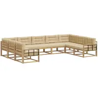 vidaXL Ensemble de salon de jardin 9 pièces, blanc et beige