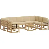 vidaXL Ensemble de meubles de jardin , 10 pièces, blanc et beige, en polyester