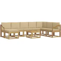 vidaXL Ensemble de salon de jardin 9 pièces, blanc et beige