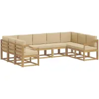 vidaXL Ensemble de salon de jardin 9 pièces, blanc et beige