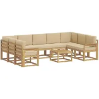 vidaXL Ensemble de meubles de jardin , 10 pièces, blanc et beige, en polyester