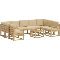 vidaXL Ensemble de meubles de jardin , 10 pièces, blanc et beige, en polyester