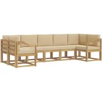 vidaXL Ensemble de salon de jardin 7 pièces, blanc et beige