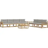 vidaXL Ensemble de salon de jardin 7 pièces, blanc et gris clair
