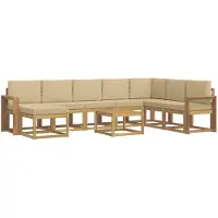 vidaXL Ensemble de salon de jardin 9 pièces, blanc et beige