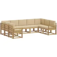 vidaXL Ensemble de salon de jardin 9 pièces, blanc et beige