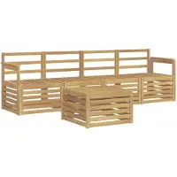 vidaXL Ensemble de salon de jardin 5 pièces, blanc, en bois d'acacia massif